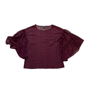 Express Red/Burgundy Mesh Bell Sleeve Size XS Petite